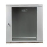 DIGITUS Wall Mount Cabinet 19'' 12U 635/600/450mm, glass door, grey, unmounted