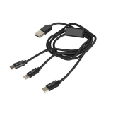 NATEC NKA-1202 Extreme Media cable microUSB+ Lightning+ USB Typ-C to USB (M), 1m, Black