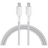Cablu alimentare si date Anker, USB Type-C (T) la USB Type-C (T), 0.9m rata transfer 480 Mbps, 60W, invelis nylon, braided, alb, A81F5G21 (timbru verde 0.03 lei) - 0848061019612 