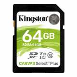 Card memorie Kingston 64GB SDXC CANVAS SELECT PLUS/100R C10 UHS-I U1 V10 SDS2/64GB
