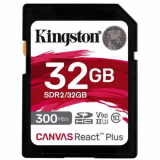 Card memorie Kingston 32GB SDHC REACT PLUS UHS-II/300R/260W U3 V90 FULL HD/4K/8K SDR2/32GB