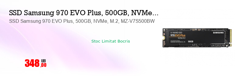 SSD Samsung 970 EVO Plus, 500GB, NVMe, M.2, MZ-V7S500BW