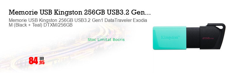 Memorie USB Kingston 256GB USB3.2 Gen1 DataTraveler Exodia M (Black + Teal) DTXM/256GB