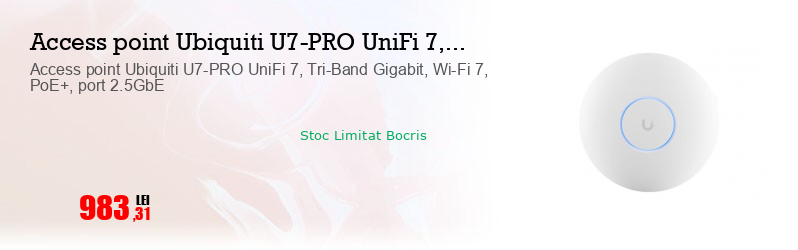 Access point Ubiquiti U7-PRO UniFi 7, Tri-Band Gigabit, Wi-Fi 7, PoE+, port 2.5GbE