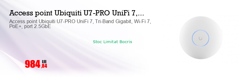 Access point Ubiquiti U7-PRO UniFi 7, Tri-Band Gigabit, Wi-Fi 7, PoE+, port 2.5GbE
