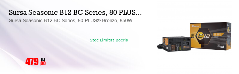 Sursa Seasonic B12 BC Series, 80 PLUS® Bronze, 850W