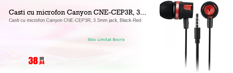 Casti cu microfon Canyon CNE-CEP3R, 3.5mm jack, Black-Red