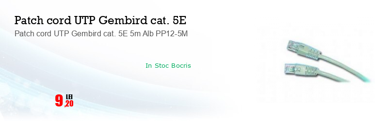 Patch cord UTP Gembird cat. 5E 5m Alb PP12-5M