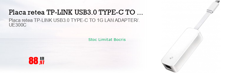 Placa retea TP-LINK USB3.0 TYPE-C TO 1G LAN ADAPTER/. UE300C